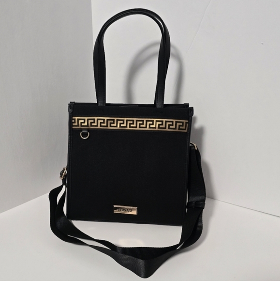 Versace Black And Gold Tote Bag With Dust Bag - NEW - Picture 1 of 17